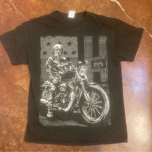 Men’s Vintage Route 66 Motorcycle Skeleton T-Shirt